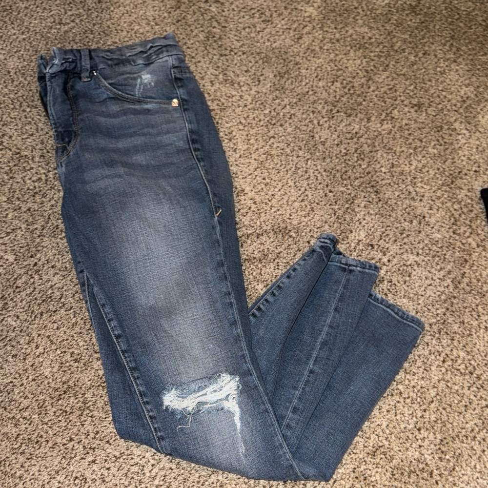 Good American Dark Blue Distressed Skinny Jeans